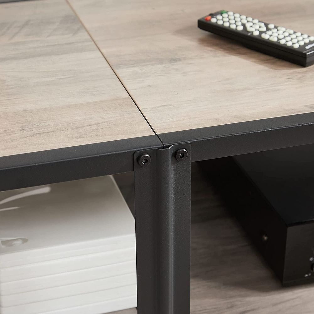 Home 70-in 3-Tier Industrial Greige/Black TV Stand
