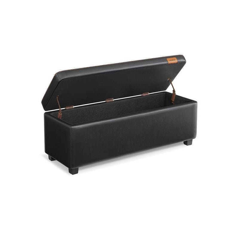 Home Deep Mid-Century Modern Black Storage Ottoman N6289