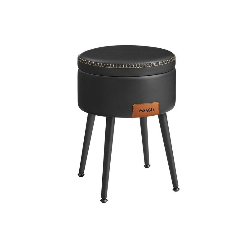 Home Ink Black Storage Stool with Footrest D4798