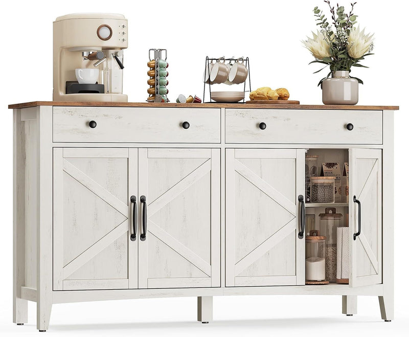 Home Rustic White/Honey Brown Buffet Cabinet G2381