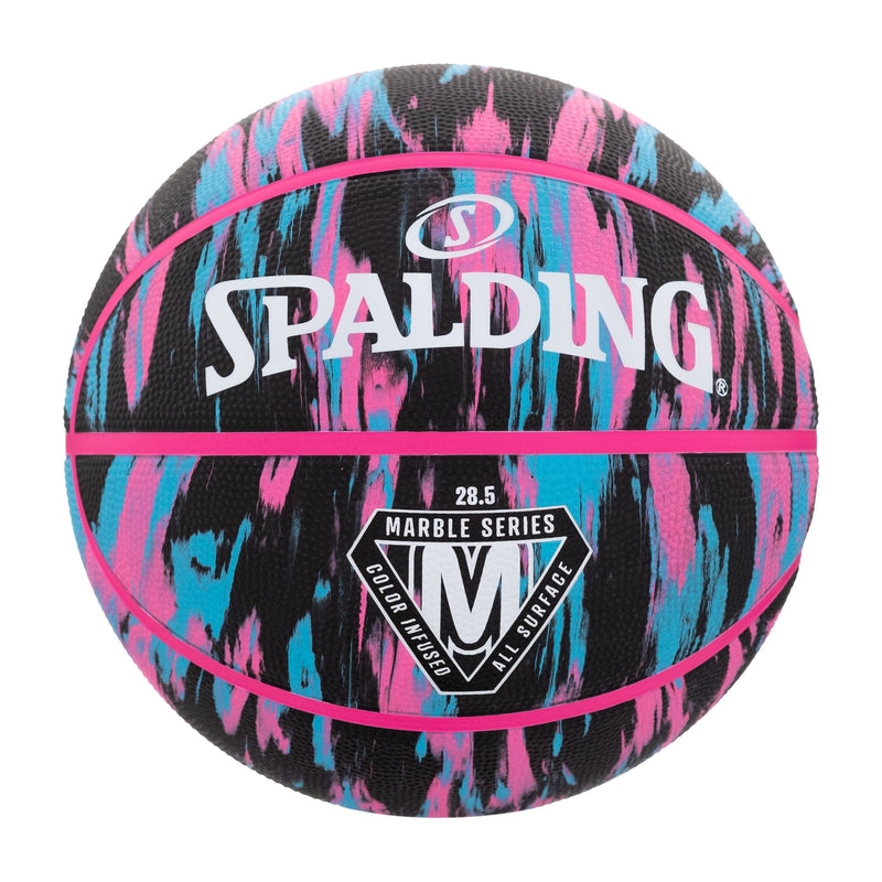 Marble Series 4Her Outdoor Rubber Basketball, Size 6 (28.5-in), Black/Pink M2741