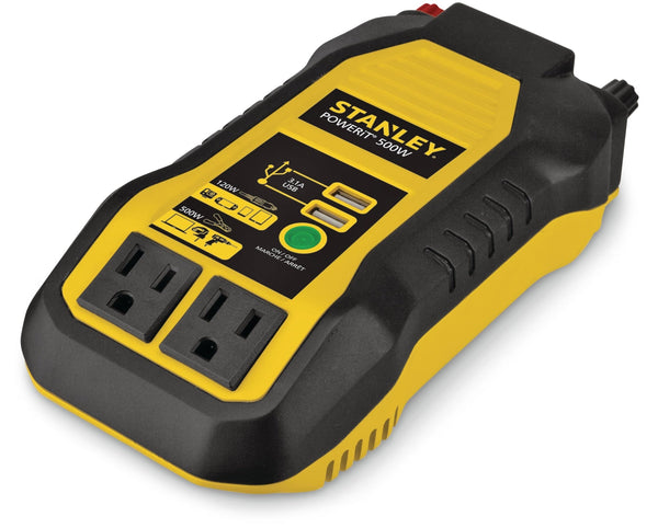 500W Inverter & Power Outlet with Battery Clamps, USB Ports, 12V DC Adapter R4756