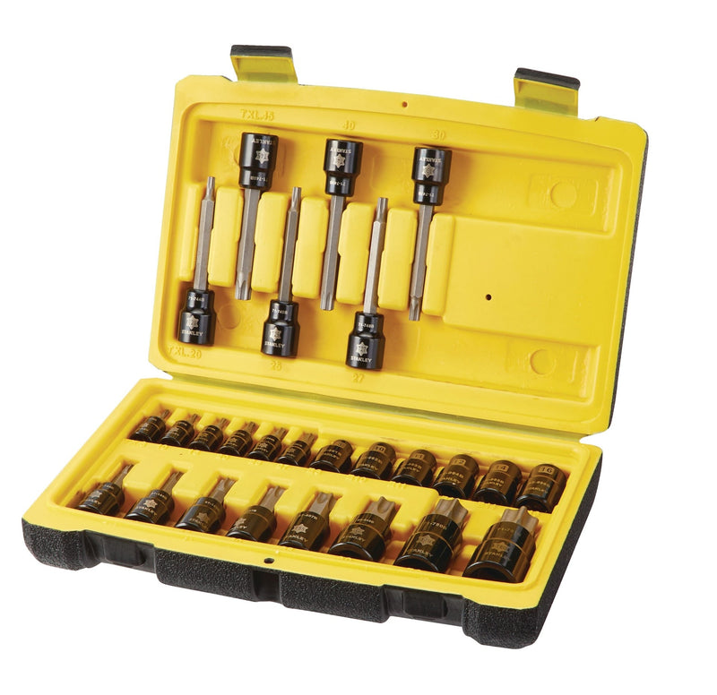 Professional Grade Black Chrome Star-drive Bit Socket Set, 26-pc, SAE/Metric H7953