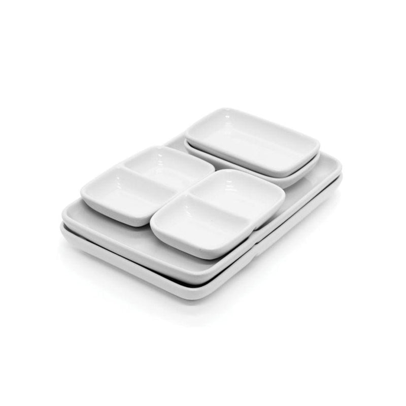 Oven & Dishwasher Safe Ceramic Fondue Plate, Serves 2, 6-pc R3819