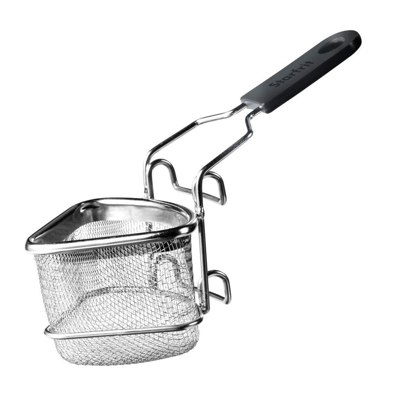 Stainless Steel 2-Way Draining Fondue Cooking Basket with Heat-Resistant Handle, 3.7-in P1715