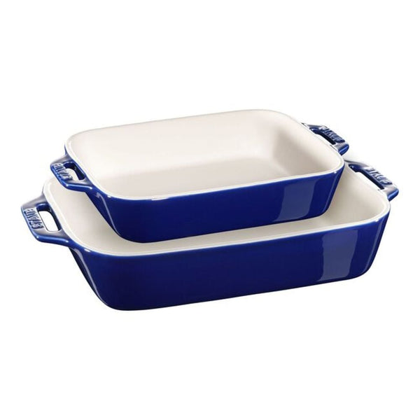 Nestable Dark Blue Non-Stick Ceramic Rectangular Baking Dish Set, 2-pc N9078
