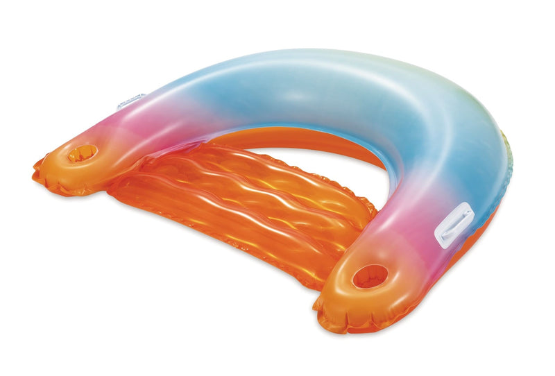Sunset Inflatable Ombre Pool Floating Chair with Cup Holders, Multi-Colour P5044