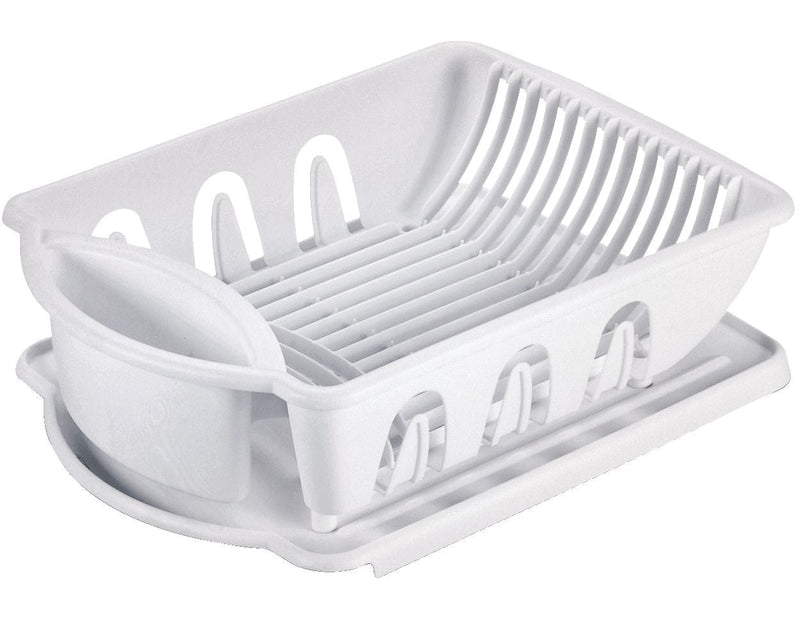Plastic Nesting Dish/Cutlery Drying Rack & Drainboard Tray For Kitchen, White M7352