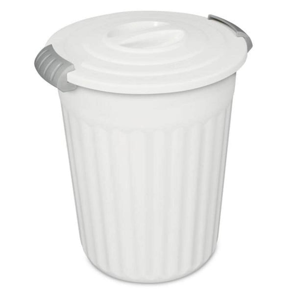 Plastic Round Latching Utility Garbage Can, White, 23-L X7985