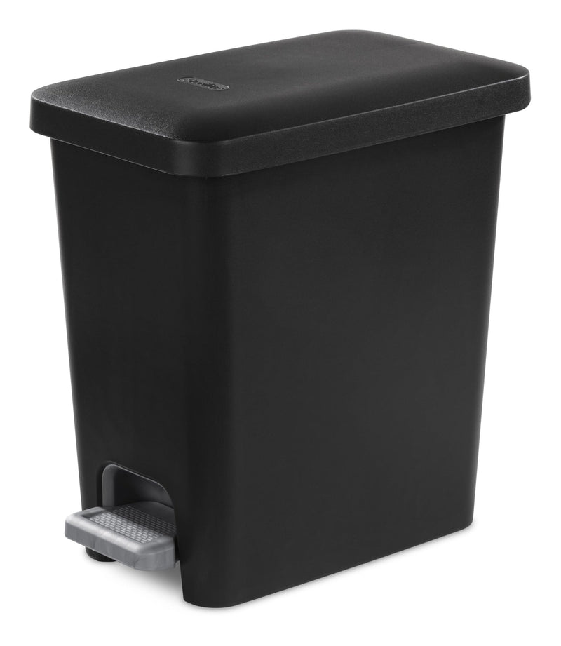 Ultra Plastic Rectangular Step Garbage Can, Black, 10.2-L F9934