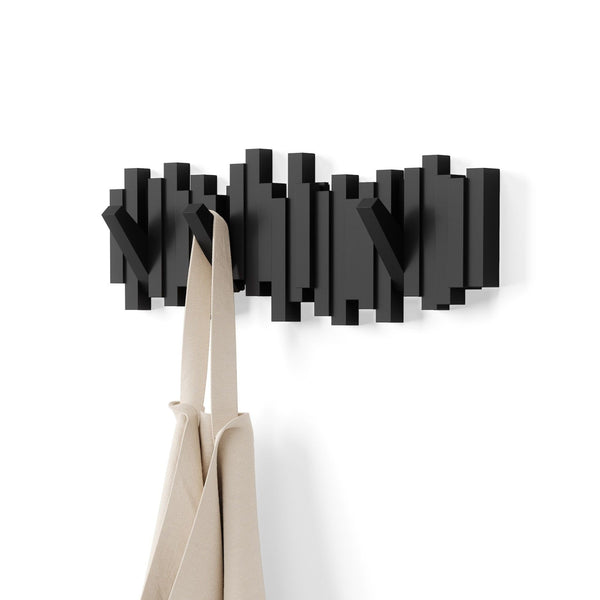 Sticks Multi 5 Hook Rack, Black Z7093