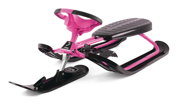 GT Racer Curve Kids' 1-Person Winter Snow Ski Sled with Steering Wheel & Brakes, Assorted Colours E8428