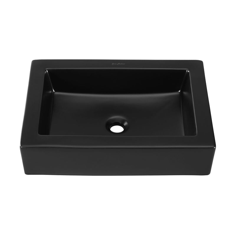 Voltaire Ceramic Rectangle Vessel Sink, Matte Black G9638