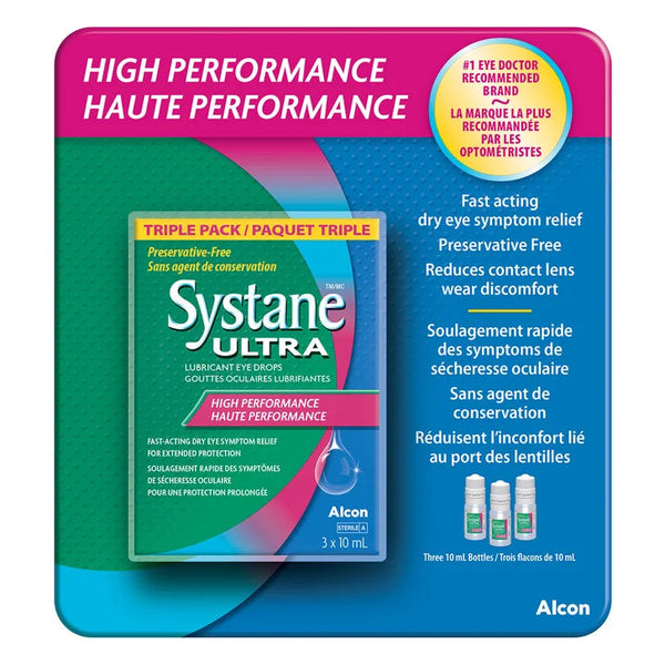 Systane Ultra Lubricant Eye Drops, Preservative Free, 3 x 10 mL Bottles L3754