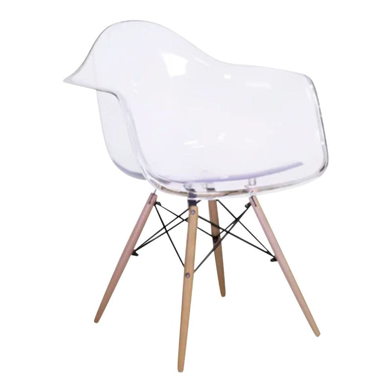 Clear Plastic Bucket Armchair with Wood Legs W9092
