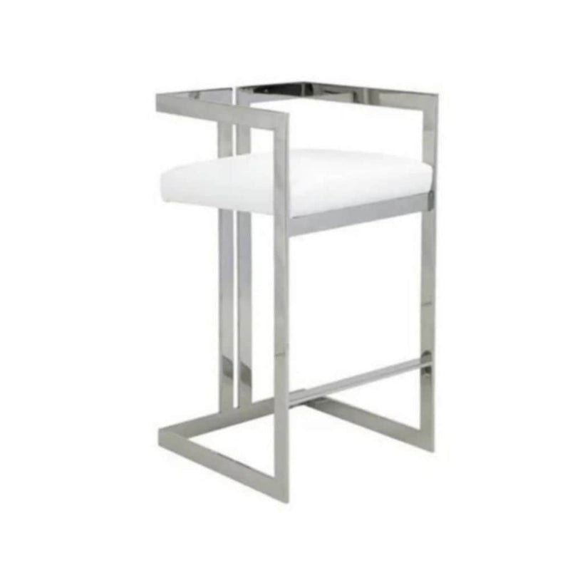 White Cushioned Harvey Stool with Silver Frame L6661