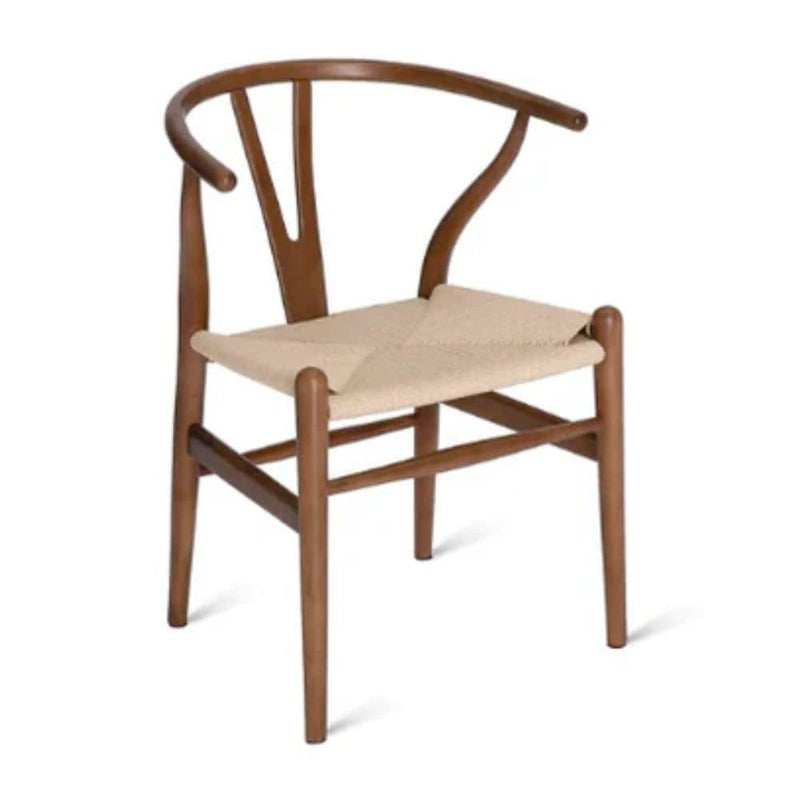Wishbone Wood Dining Chair with Woven Seat, Walnut C3005