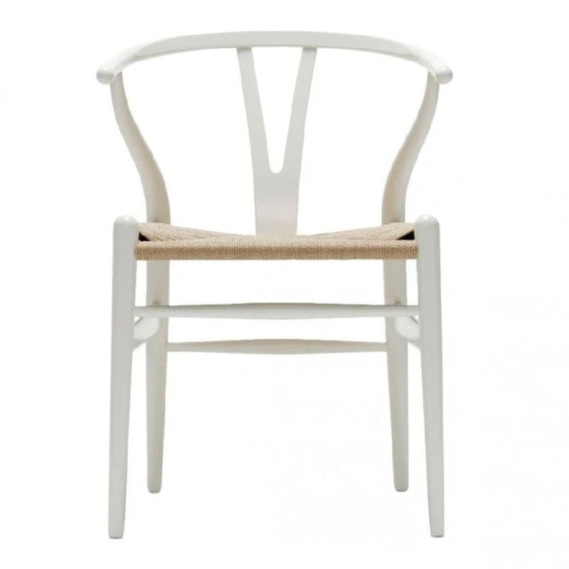 Wishbone Wood Dining Chair with Woven Seat, White K3855