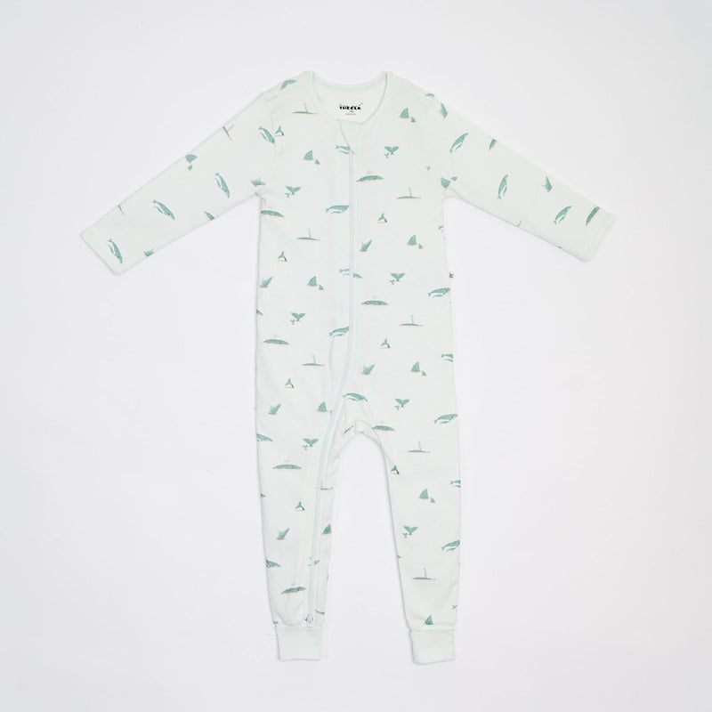 Whale Print Premium Organic Cotton Play and Grow Rib Foot Zippy, Various Sizes A5832