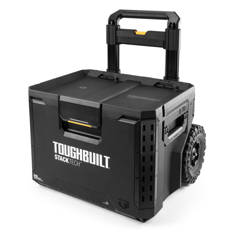 Portable Modular Plastic/Metal Rolling Tool Box with Handle and Inner Tray, IP65-Rated, Black G3332