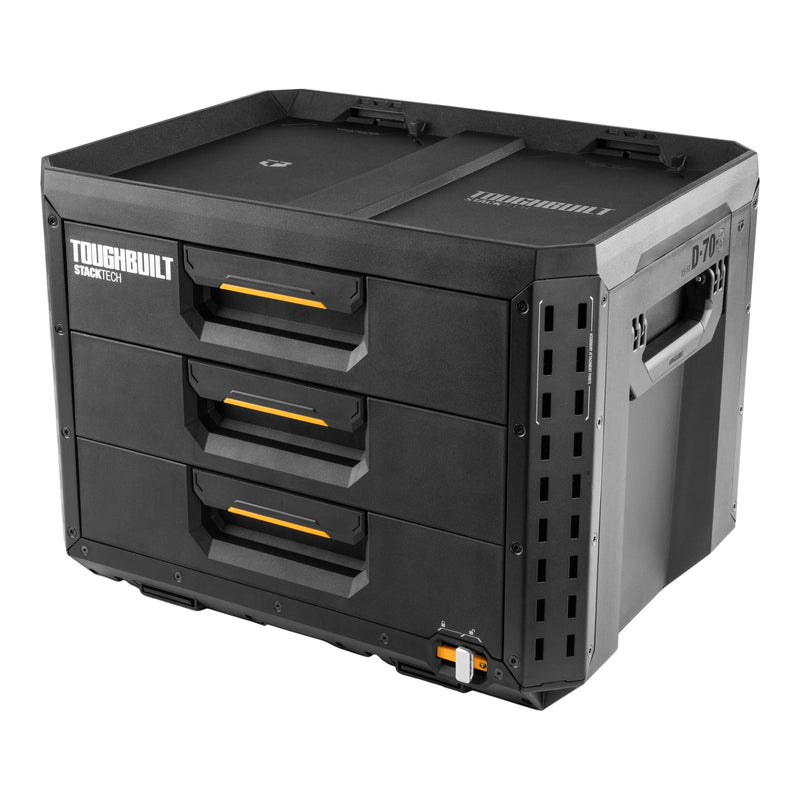 XL 3-Drawer Auto-Locking Portable Modular Tool Box, Black H3282