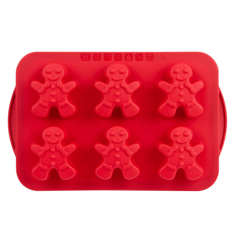 Dishwasher Safe Red Silicone Gingerbread Pan, 6-pk Q8582