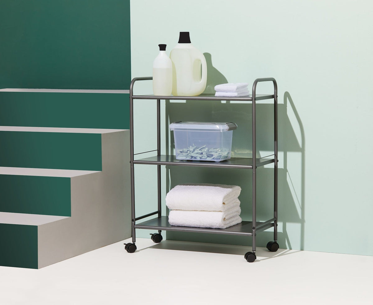 Radiant 3-Tier Utility Cart with Wheels, Grey