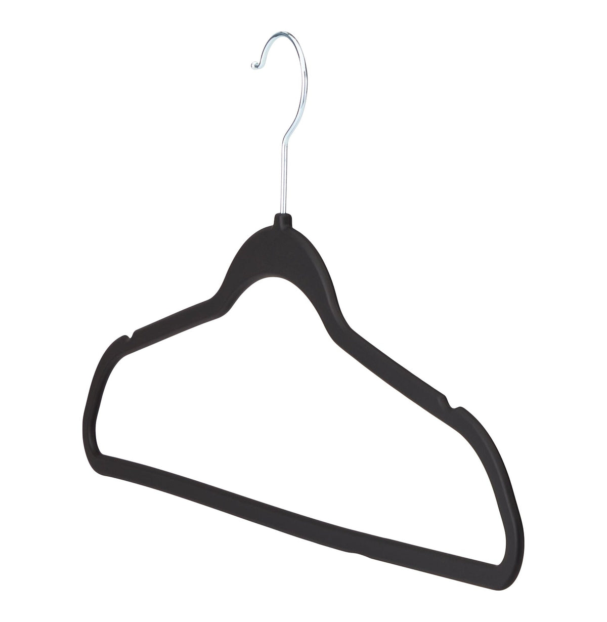 Rubberized Slim Non-Slip Hanger, Black 10-pk