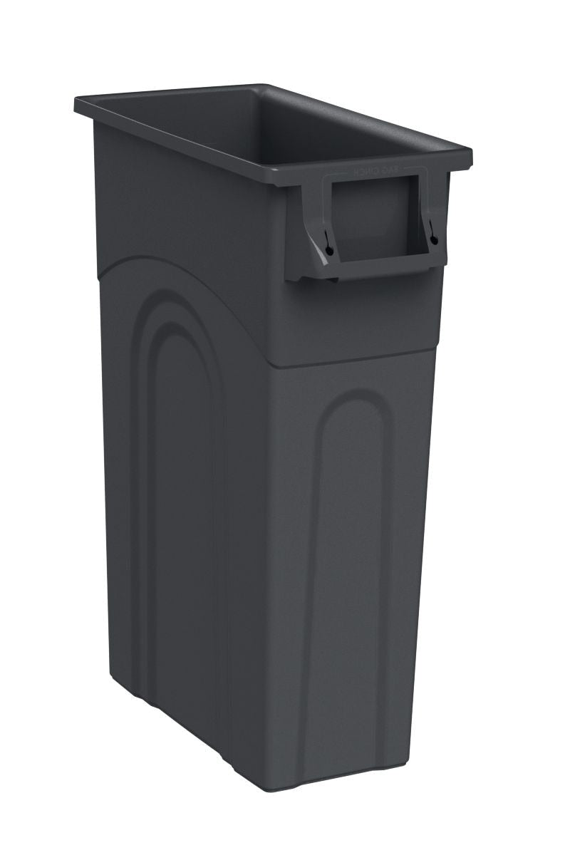 Plastic Tall Slim Rectangular Garbage Can, Black, 87-L P9344
