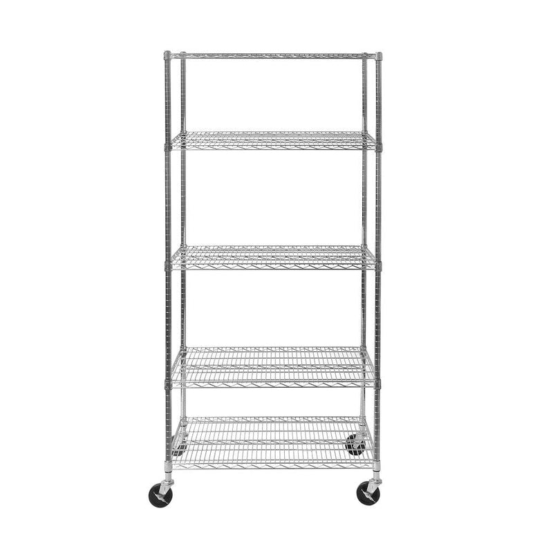 5-Tier Shelving, 36-in x 24-in x 72-in, Chrome J7538