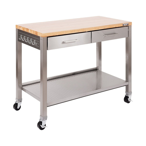 Work Center Island Table, Stainless Steel, 48-in x 24-in x 36-in B8160