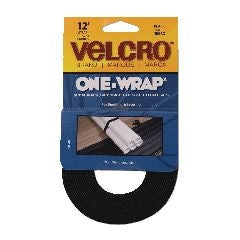 Hook-and-loop ONE-WRAP Heavy Duty Nylon Hook-and-loop Straps, Black, 12-ft x 3/4-in, 1-pk Y4673