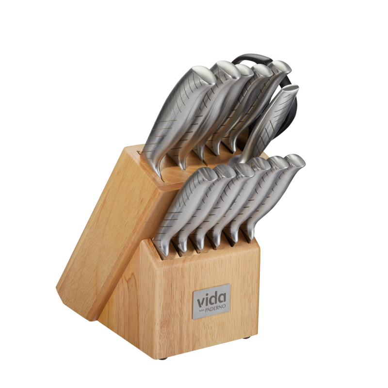 Stainless Steel Knife Block Set, Ergonomic Grip, 14-pc Q5352