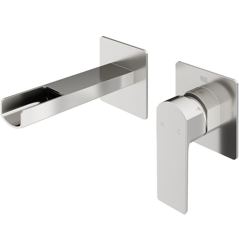 Atticus Brushed Nickel Wall Mount Bathroom Faucet V0243