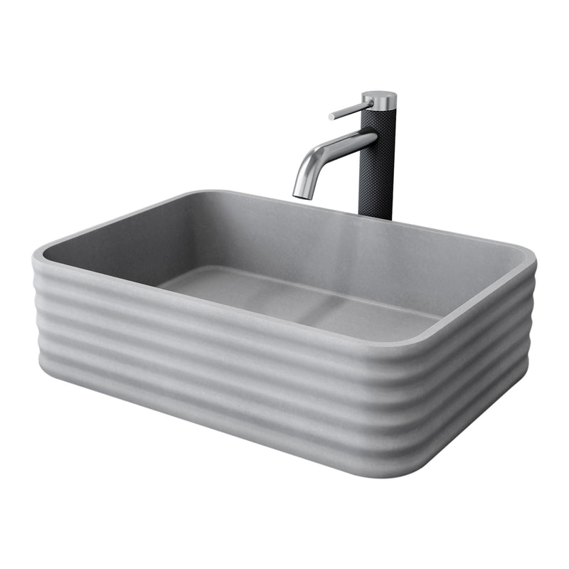 Cadman Grey Bathroom Sink/Basin Set with Lexington Faucet and Rectangular Vessel S1273