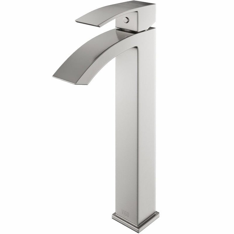 Duris Vessel Single Handle Vessel Sink Bathroom Faucet with Deck Plate, Brushed Nickel J4028