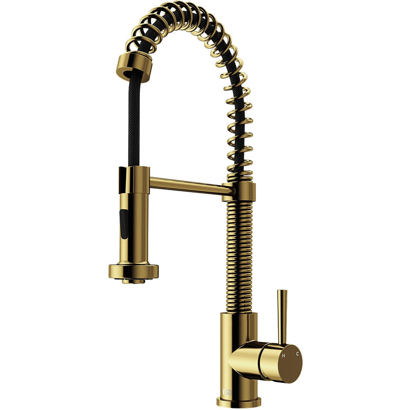 Edison Single Handle Pull Down Sprayer Kitchen Faucet, Matte Gold V2625