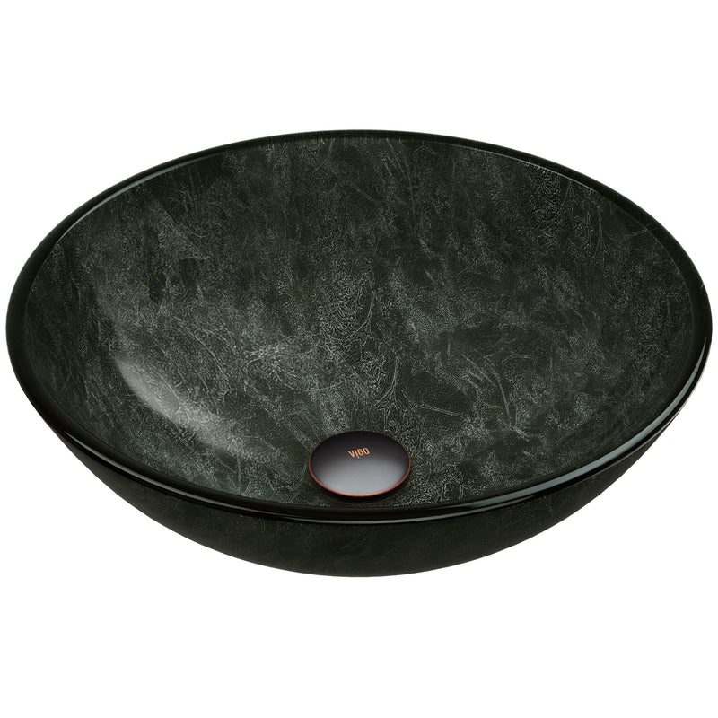 Glass Round Vessel Bathroom Sink/Basin with Deep Bowl, Gray L8509