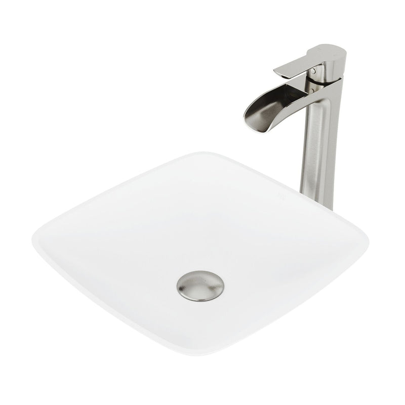 Hyacinth White Bathroom Sink/Basin Set with Niko Faucet and Square Composite Vessel M4735