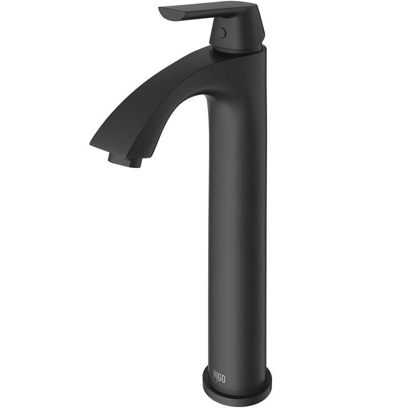 Linus Single Handle Vessel Single Hole Bathroom Sink Faucet, Matte Black E2601