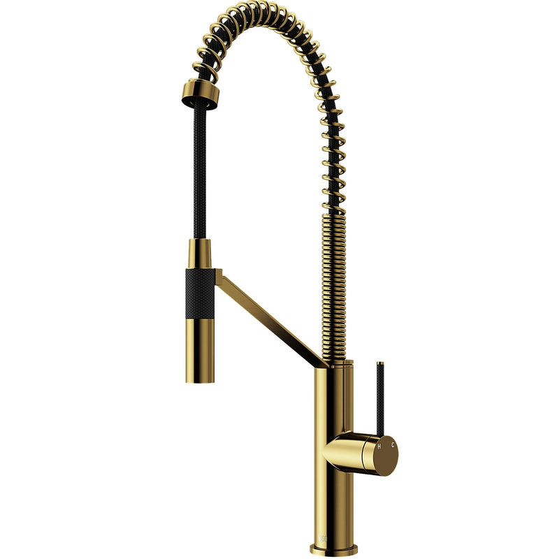 Livingston Single Handle Magnetic Pull Down Sprayer Kitchen Faucet with cFiber, Matte Gold M1117