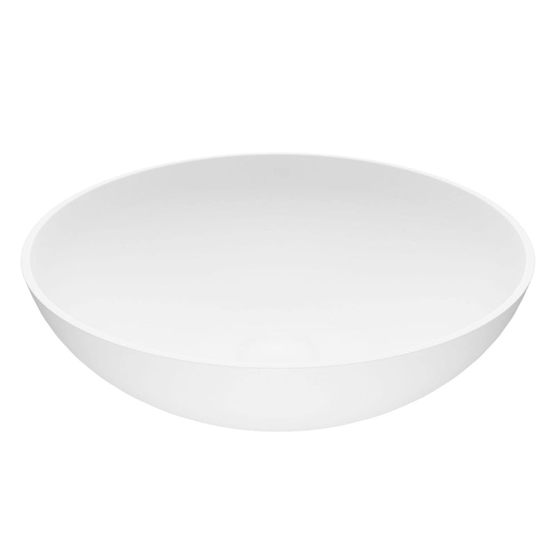 Lotus Matte Stone Round Composite Vessel Bathroom Sink/Basin with Deep Bowl, White G6036