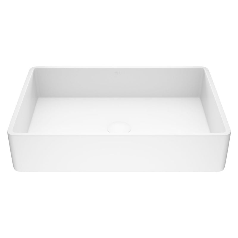 Magnolia Matte Stone Vessel Bathroom Sink/Basin with Deep Bowl, White V9105