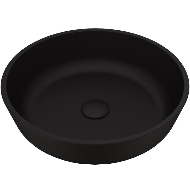 Modus Glass Round Vessel Bathroom Sink/Basin with Rounded Edges & Deep Bowl, Black X2754