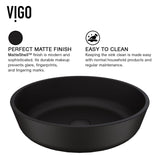 Modus Glass Round Vessel Bathroom Sink/Basin with Rounded Edges & Deep Bowl, Black