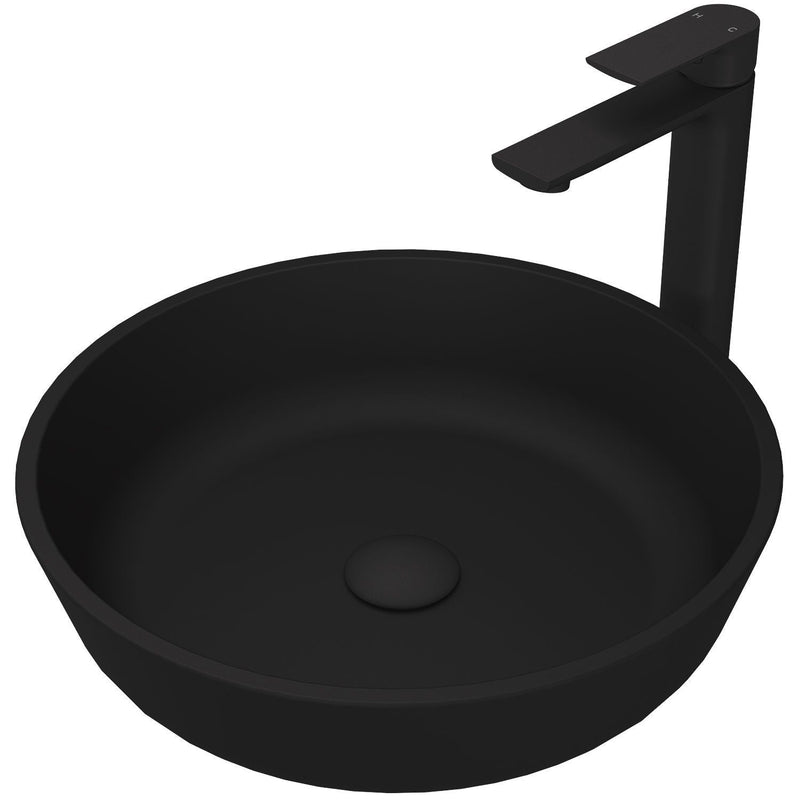 Modus Matte Black Bathroom Sink/Basin Set with Norfolk Faucet and Round Glass Vessel E9336