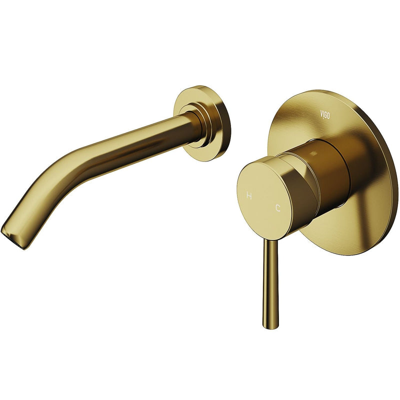 Olus Wall Mount Single Lever Bathroom Sink Faucet, WaterSense Certified, Matte BGold O4353