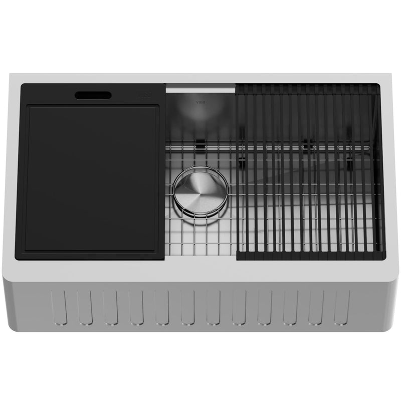Oxford 1-Bowl Stainless Steel Apron Front Farmhouse Kitchen Sink with Accessories, 33-in X2492