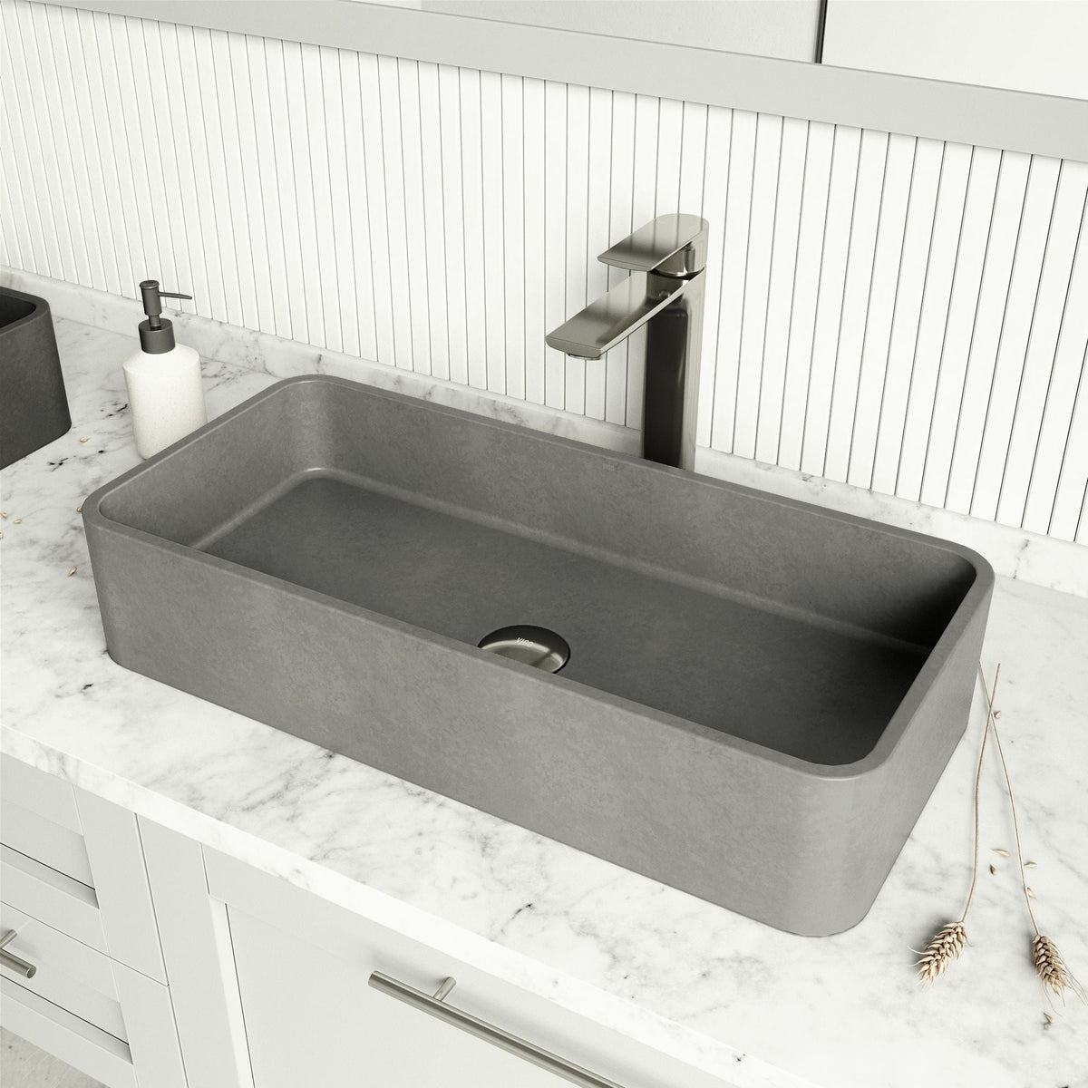 Palazzo Gothic 24x11-in Deep Grey Bathroom Sink/Basin with Rectangular Vessel