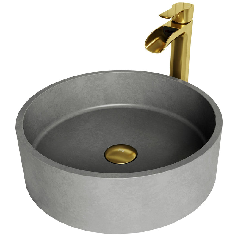 Palermo Gothic Ash Grey Bathroom Sink/Basin Set with Niko Faucet and Round Vessel M4430
